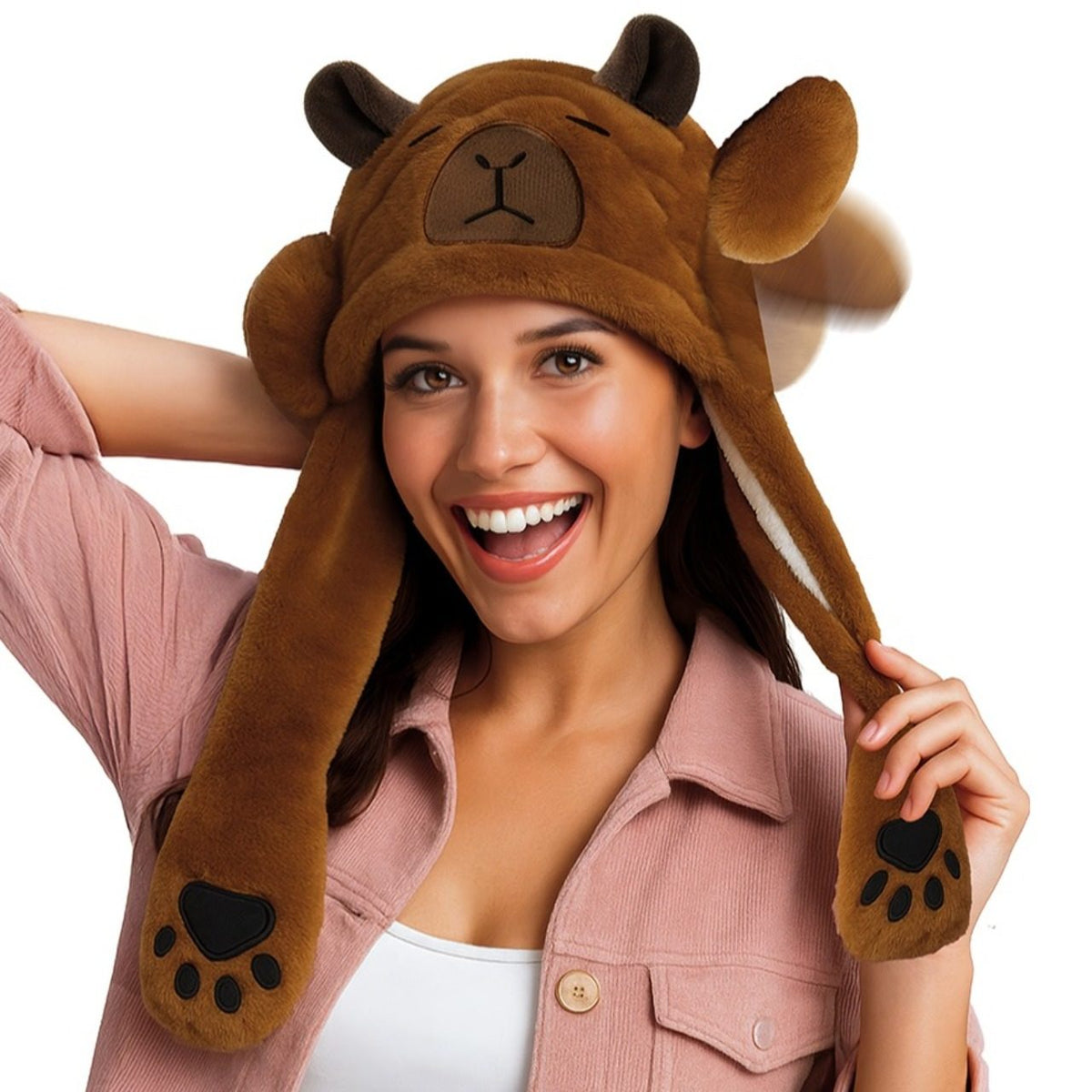 Capybara Cap with Moving Ears and Light