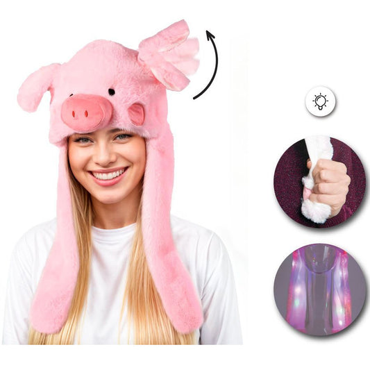 Light-up Pig Cap with Moving Ears