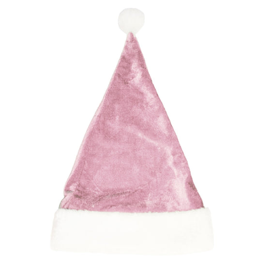Kids Pink Velvet Santa Hat