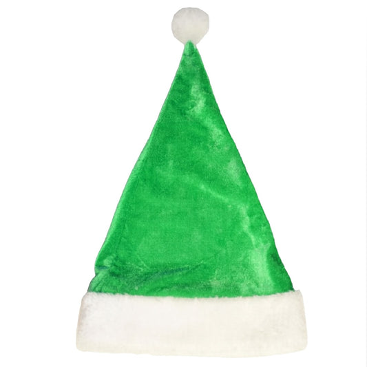 Kids Green Velvet Santa Cap