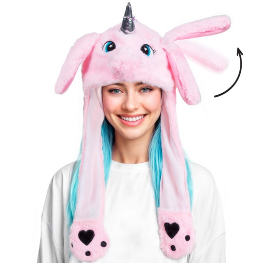 Pink Unicorn Cap with Moving Ears and Light