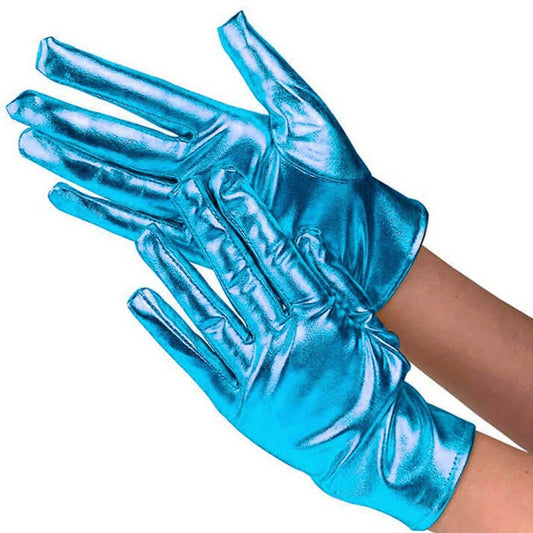 Light Blue Metallic Gloves