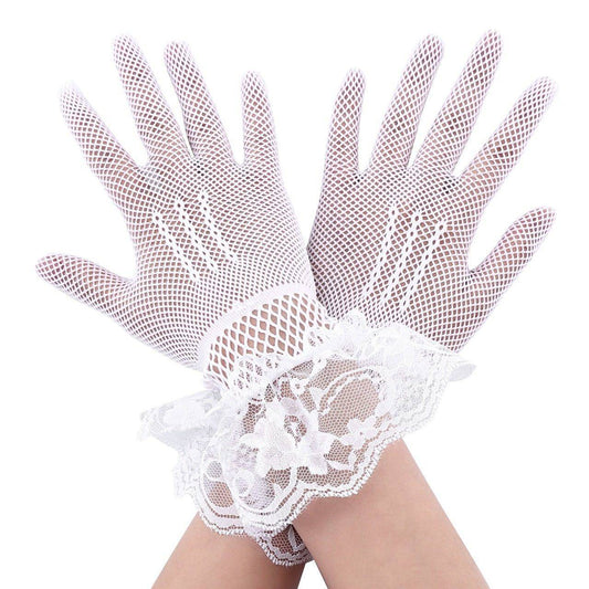 Red and White Lace Gloves