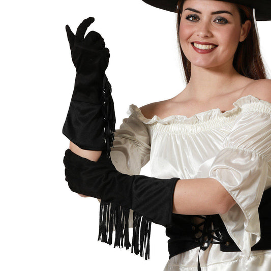 Black Gloves with Fringes