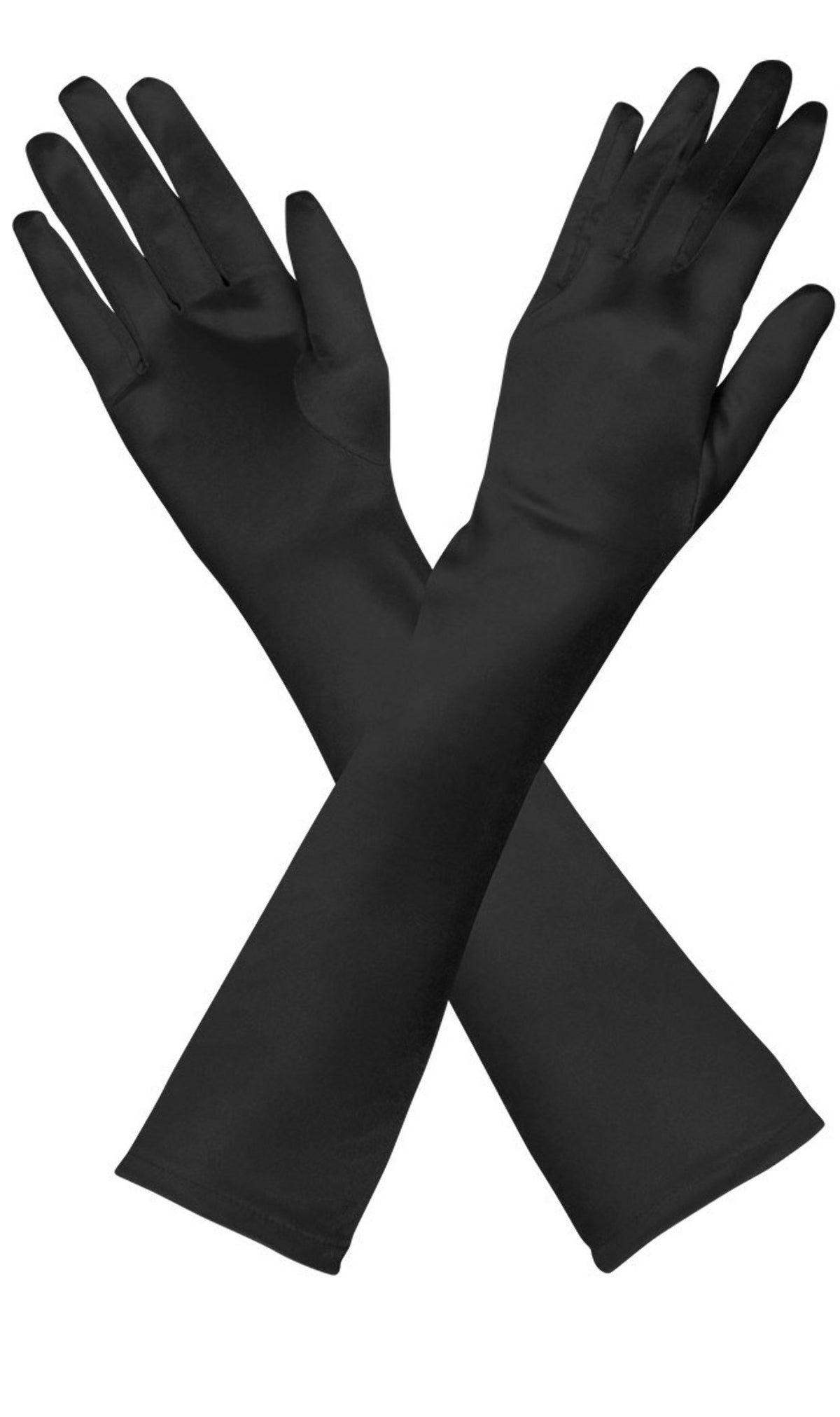 Long Black Satin Gloves