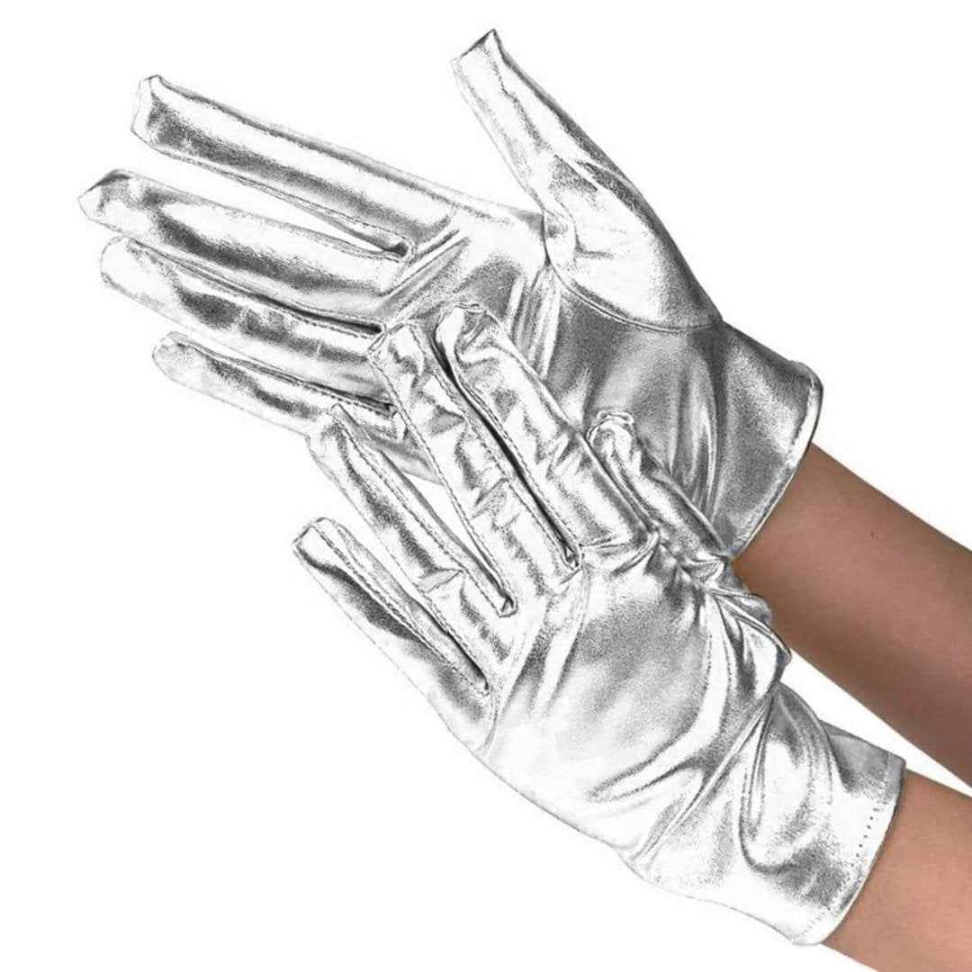 Metallic Silver Gloves