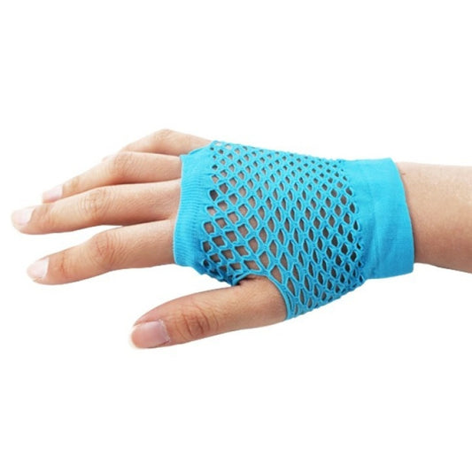 Light Blue Short Fishnet Gloves
