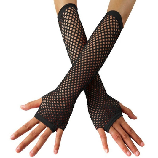 Long Black Fishnet Gloves
