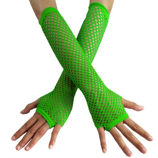 Long Green Fishnet Gloves