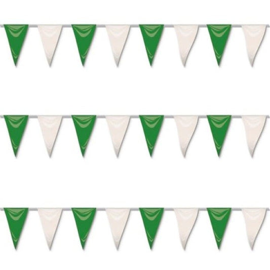 Green and White Triangle Garland