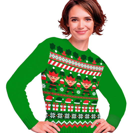 Womens Elf Christmas Jumper