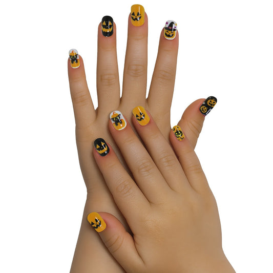 Kids Halloween Pumpkin 12-Nail Kit