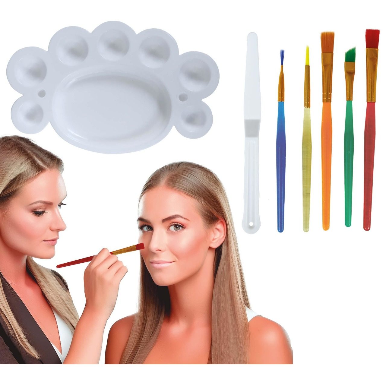 Makeup Kit: 5 Brushes, Spatula and Palette
