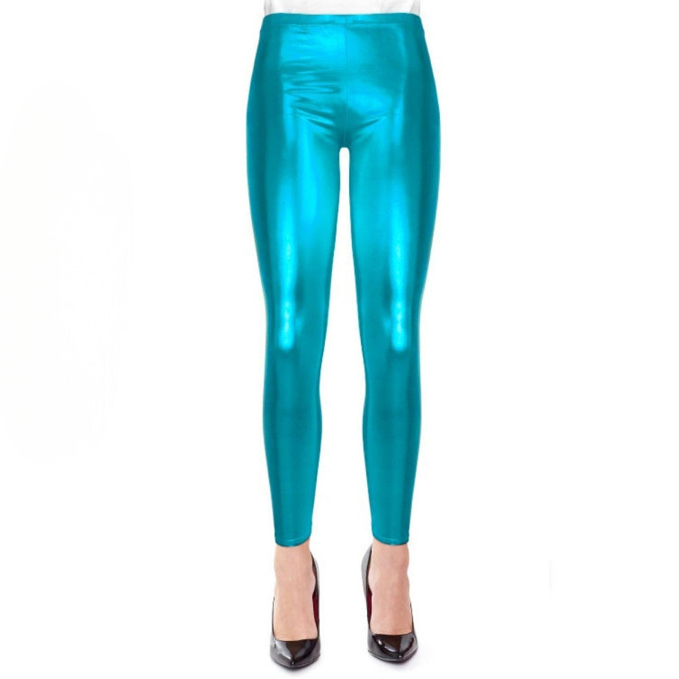 Adult Light Blue Metallic Leggings