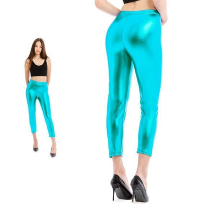 Adult Light Blue Metallic Leggings