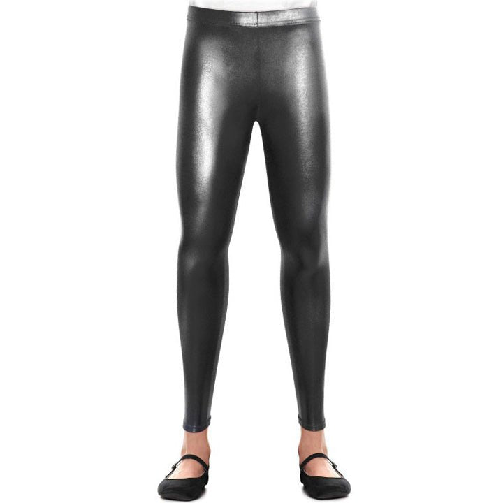 Kids Black Metallic Leggings