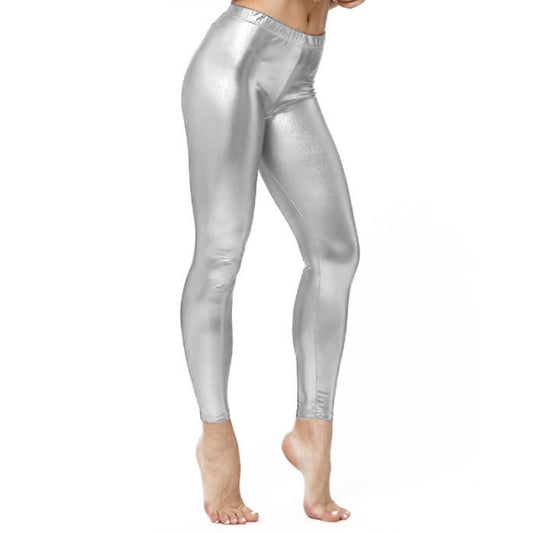 Adult Metallic Silver Leggings