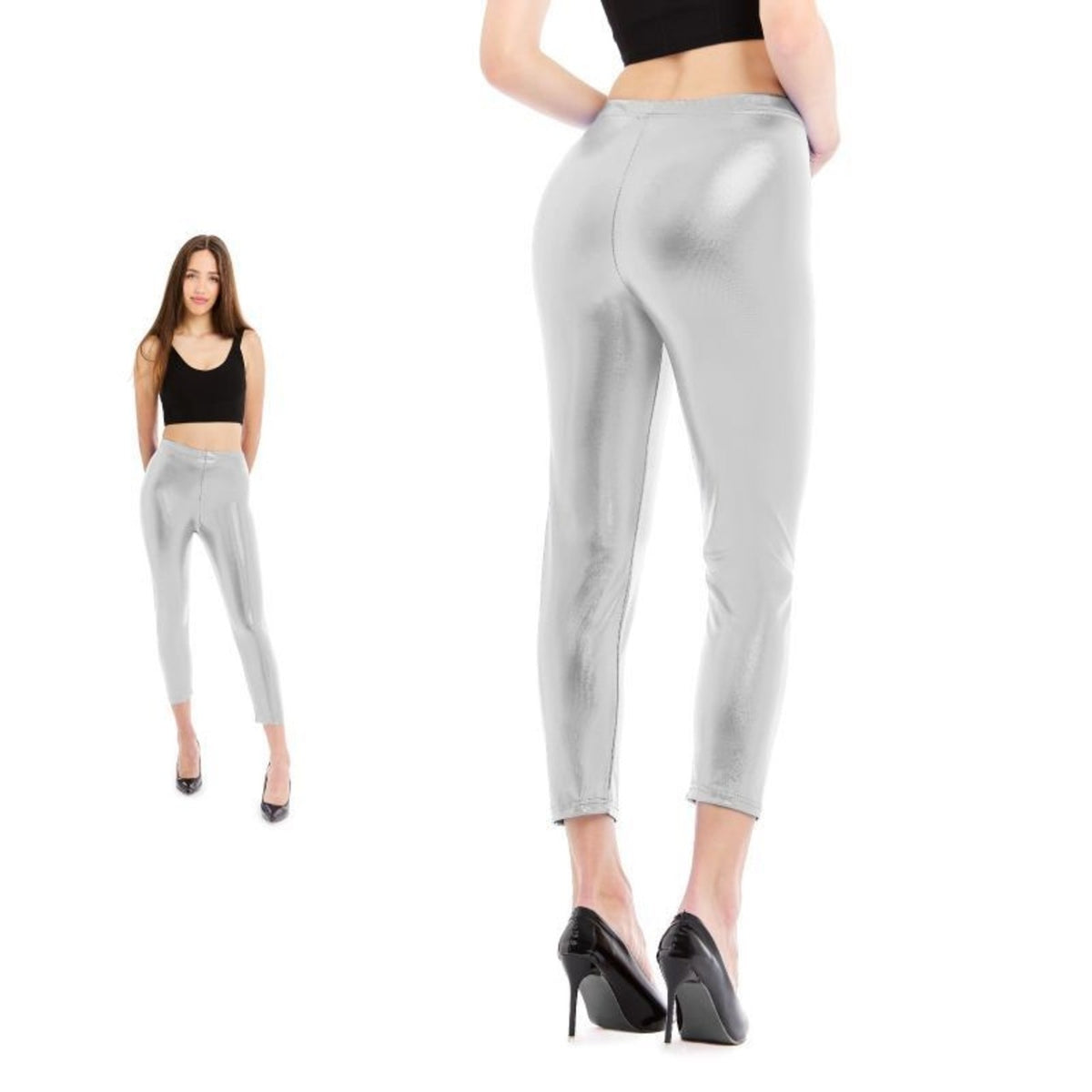 Adult Metallic Silver Leggings