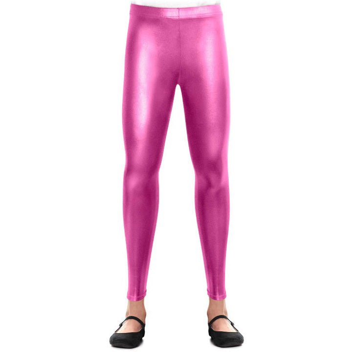Kids Pink Metallic Leggings