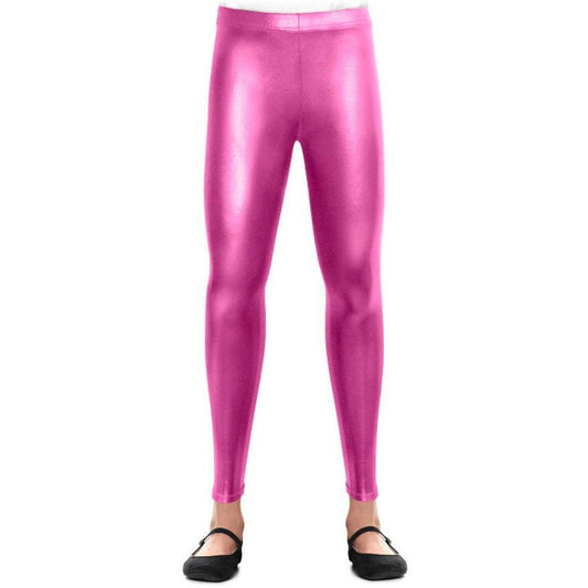 Kids Pink Metallic Leggings