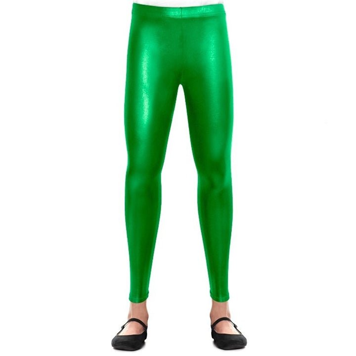 Kids Metallic Green Leggings