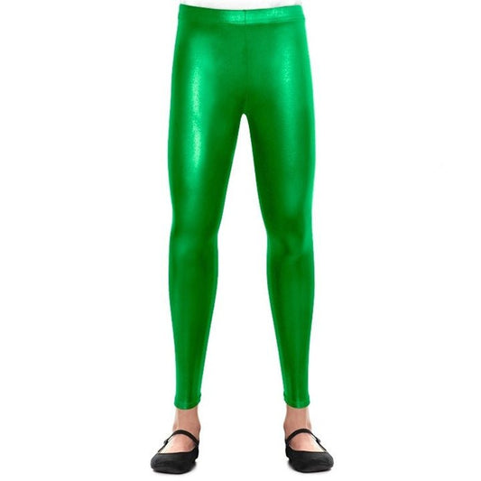 Kids Metallic Green Leggings