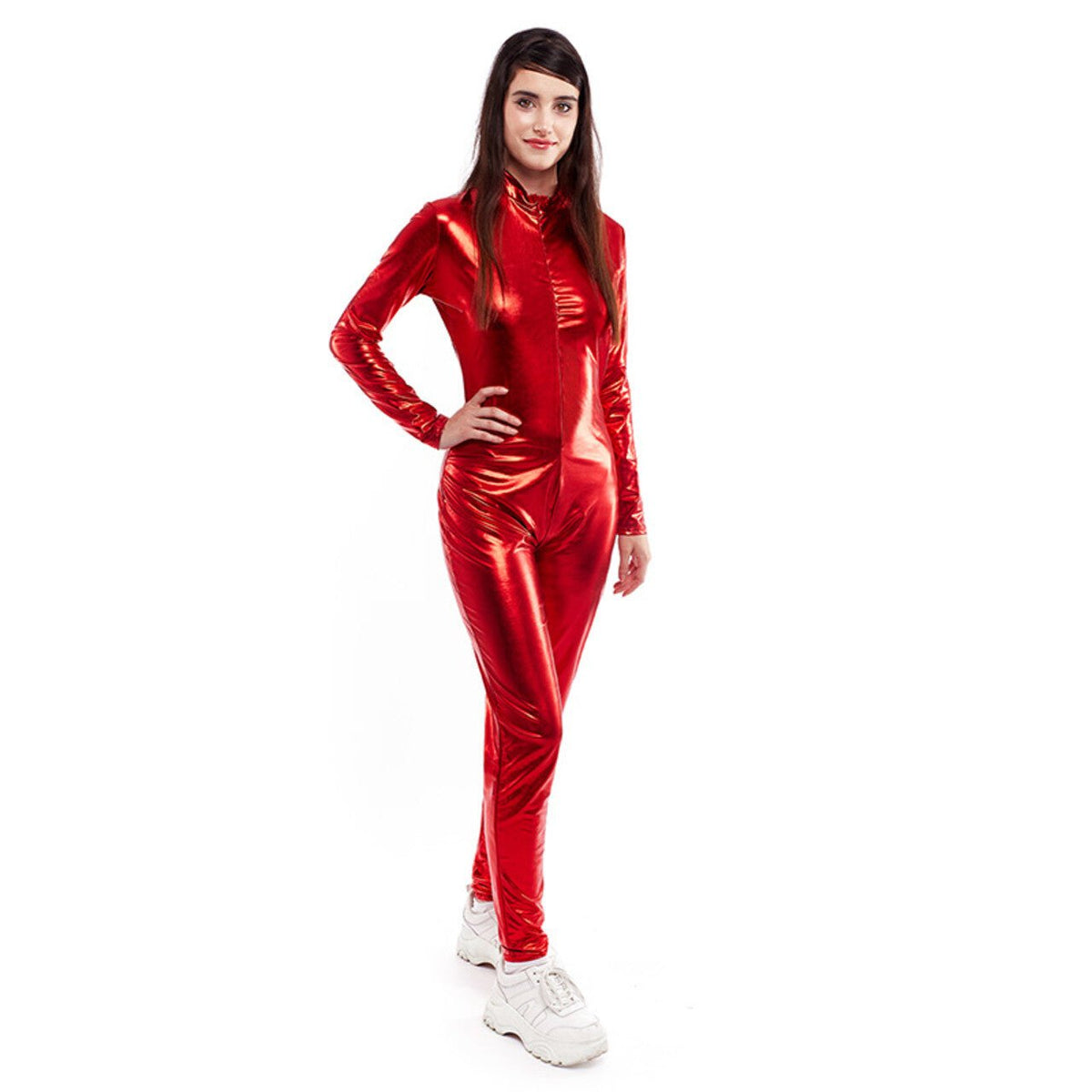 Red Metallic Tights Adult