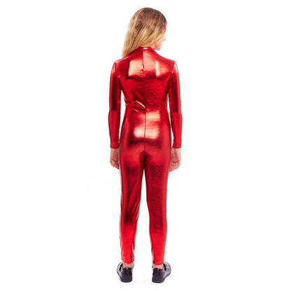 Kids Red Metallic Tights