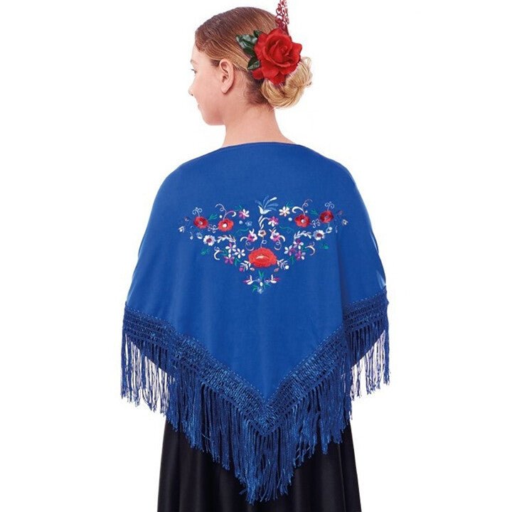 Blue Embroidered Childrens Shawl