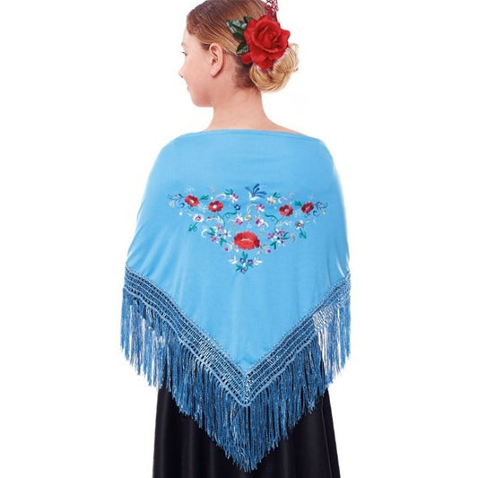Light Blue Embroidered Kids Shawl