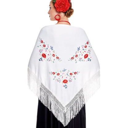 Embroidered White Shawl