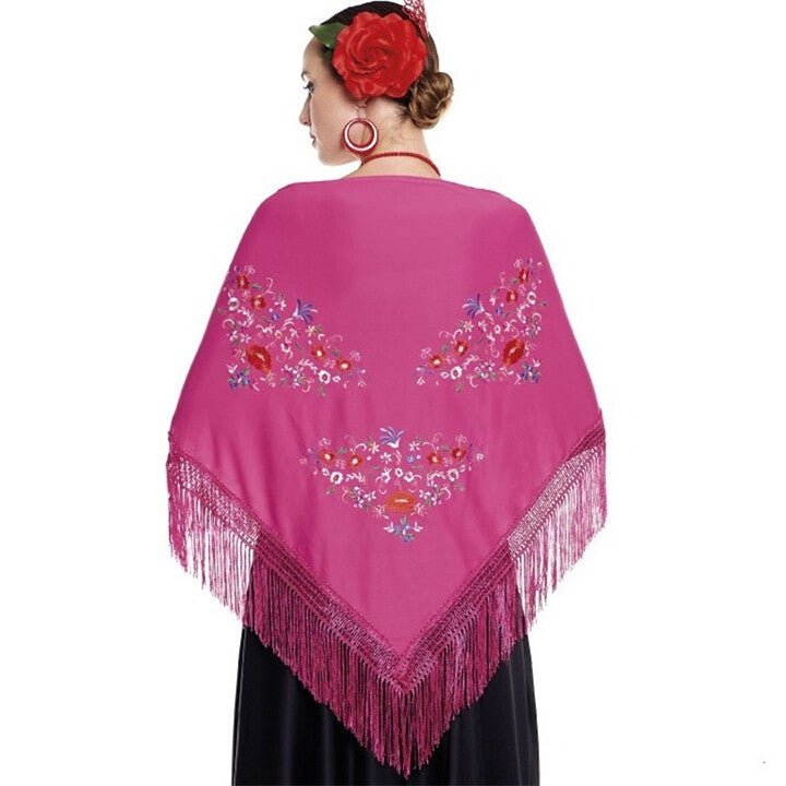 Embroidered Fuchsia Shawl