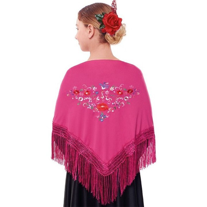 Girls Fuchsia Embroidered Shawl