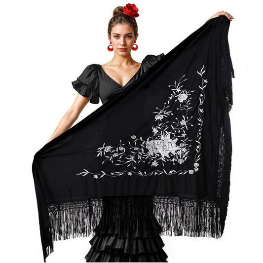 Black Embroidered Shawl