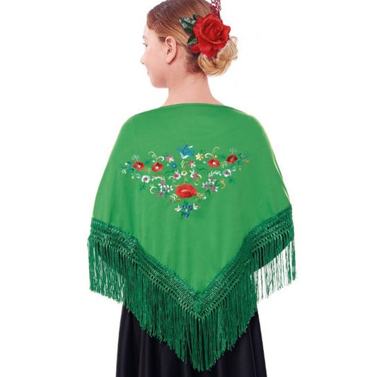 Kids Green Embroidered Shawl