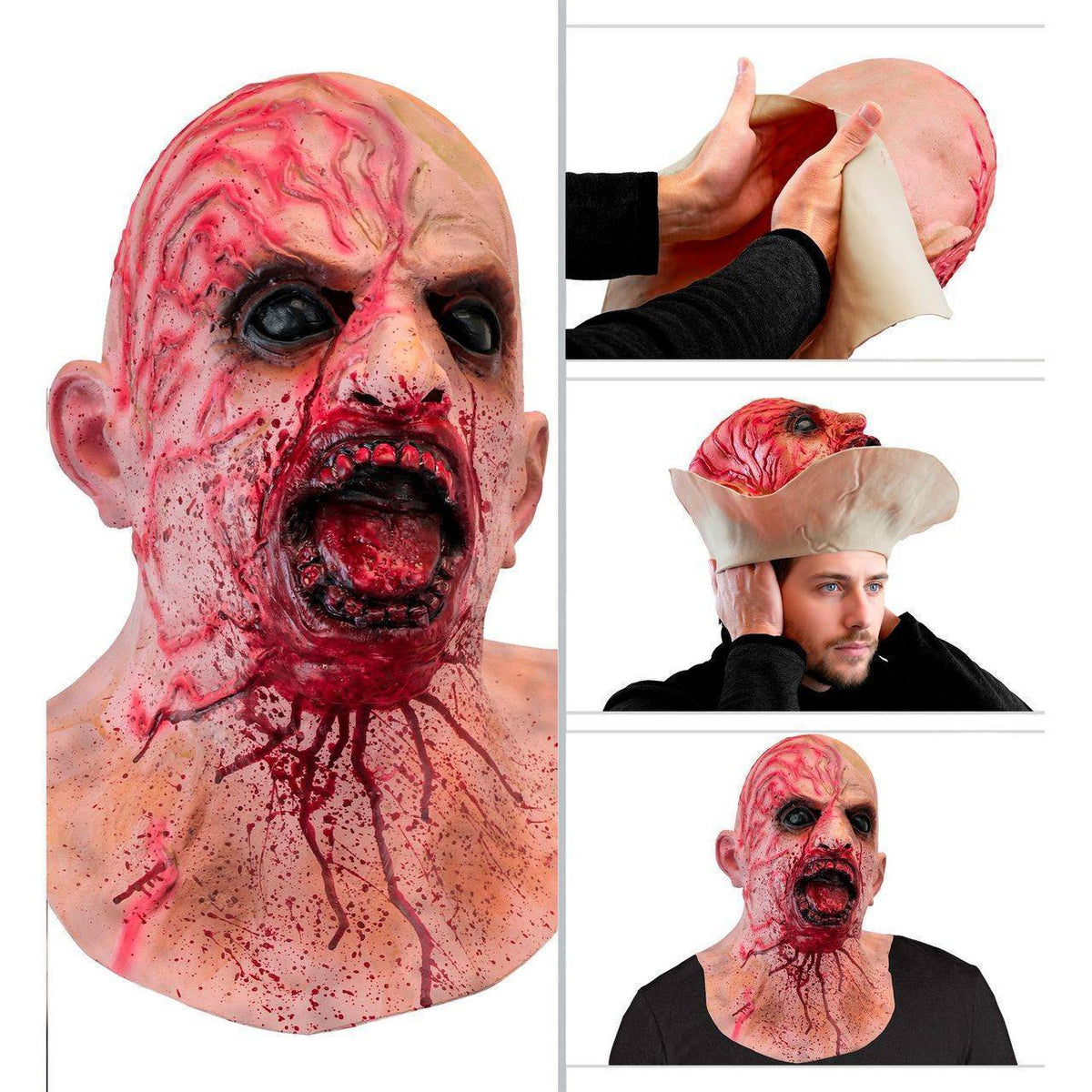 Bloody Zombie Latex Mask with Neck