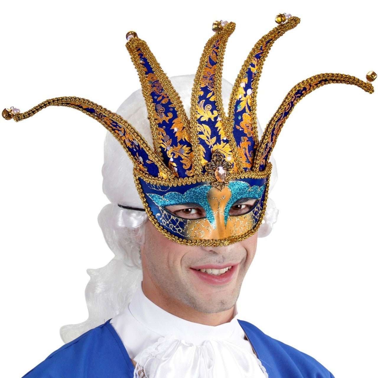 Blue Harlequin Venetian Mask