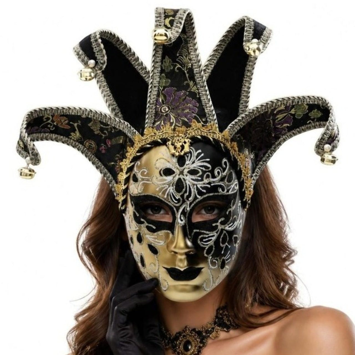 Deluxe Black Venetian Mask