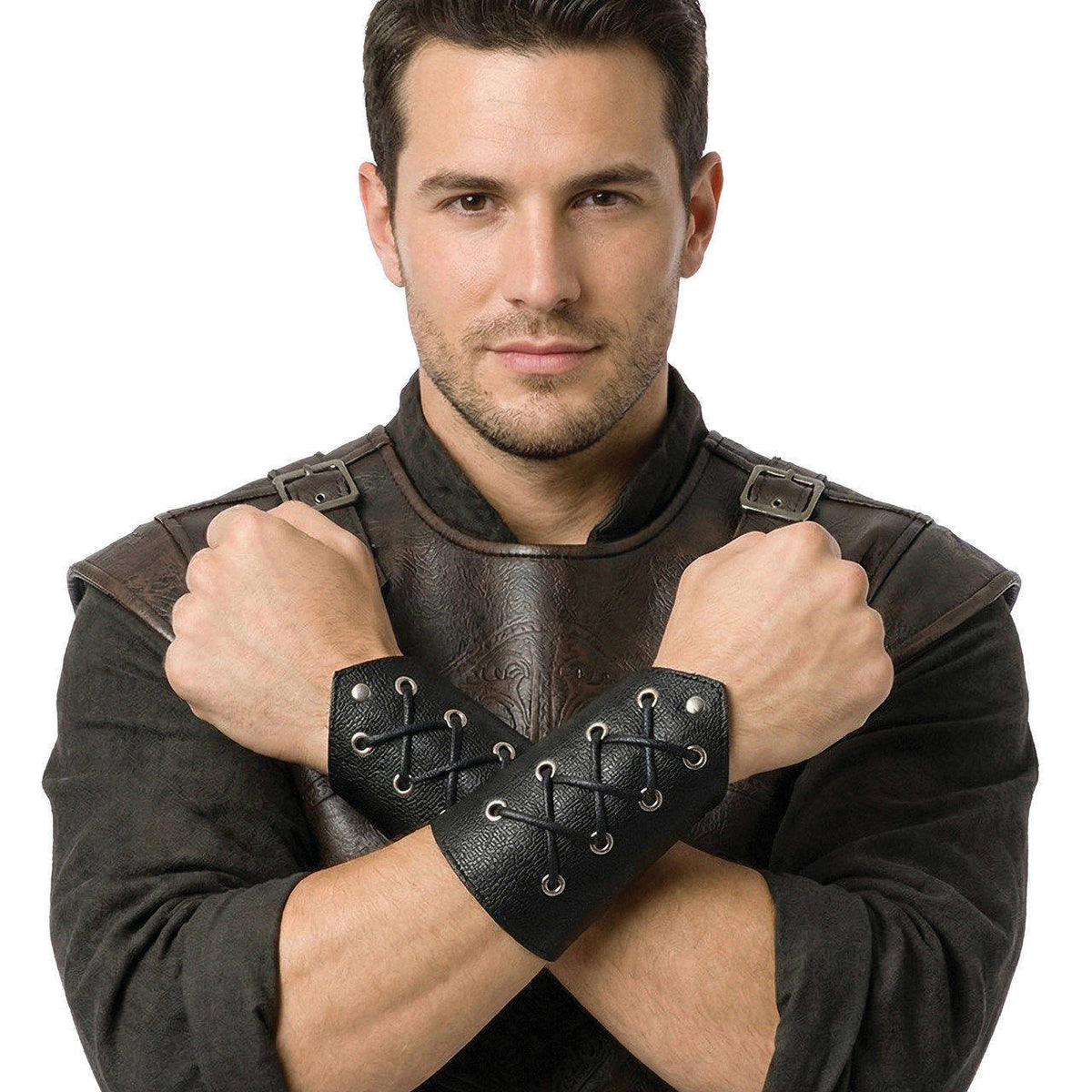 Black Faux Leather Wristbands