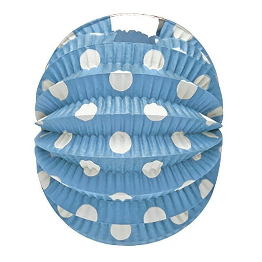 Pack of 12 Light Blue Fairground Lanterns with White Polka Dots