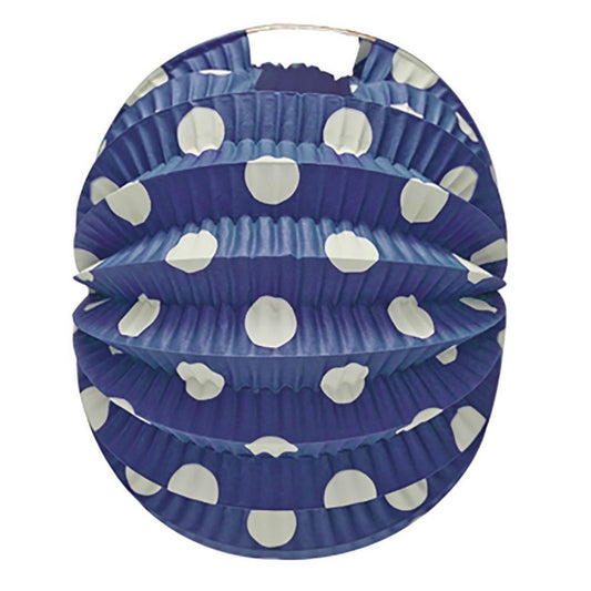 Pack of 12 Blue Fairground Lanterns with White Polka Dots