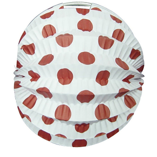 Pack of 12 White Fairground Lanterns with Red Polka Dots