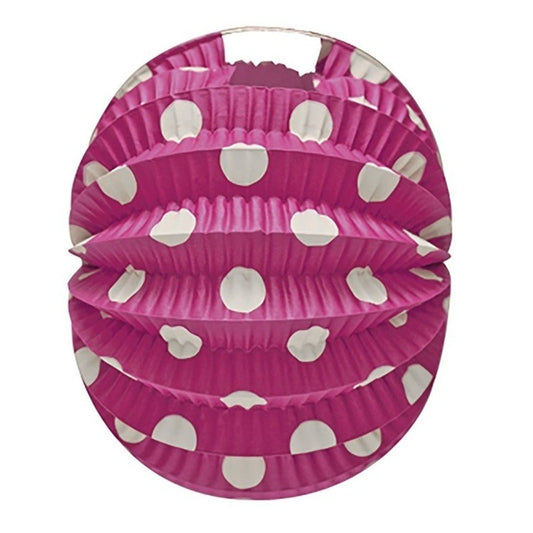 Pack of 12 Fuchsia Fairground Lanterns with White Polka Dots