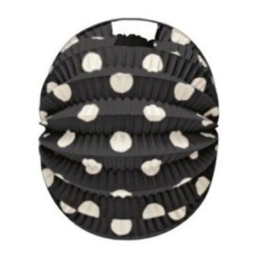 Pack of 12 Black Fairground Lanterns with White Polka Dots