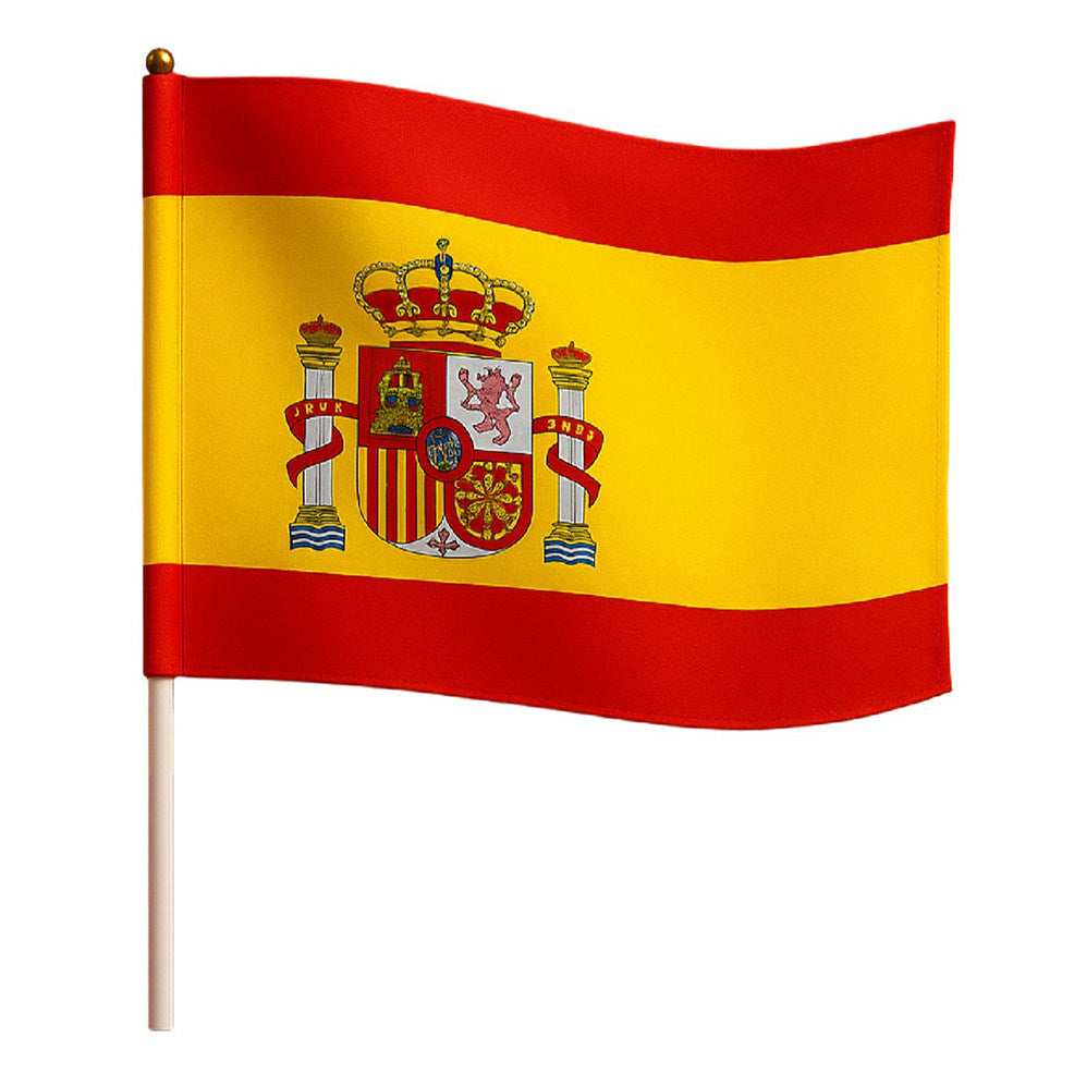 Pack of 24 Spain Flags with Stick 40x35cm