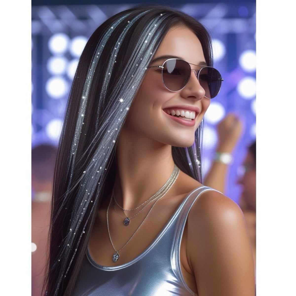 Pack of 3 Shiny Silver Hair Strands
