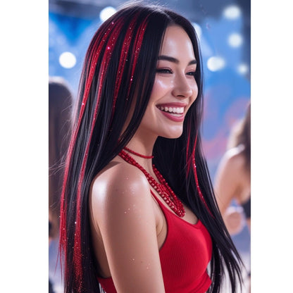 Pack of 3 Shiny Red Hair Strands