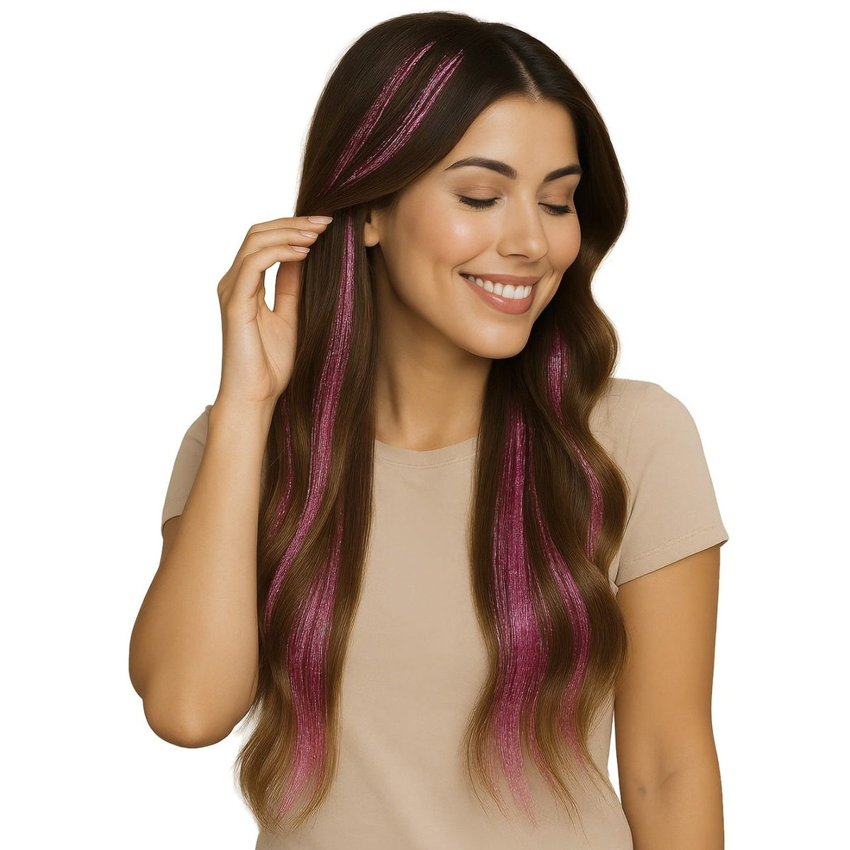 Pack of 3 Shiny Pink Hair Strands