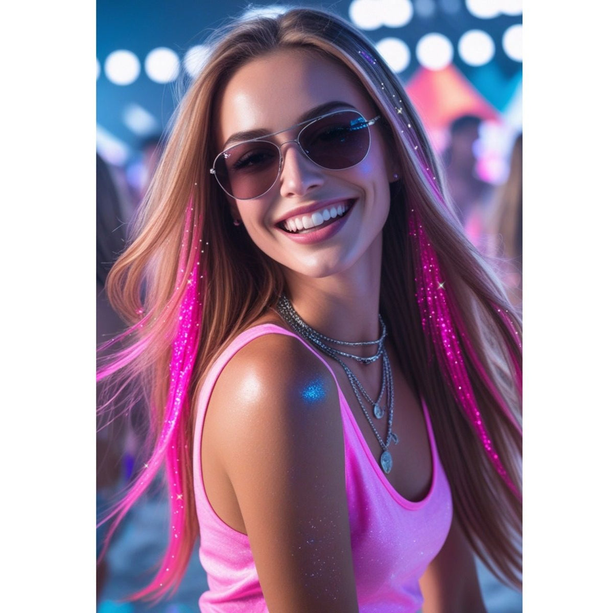 Pack of 3 Shiny Pink Hair Strands