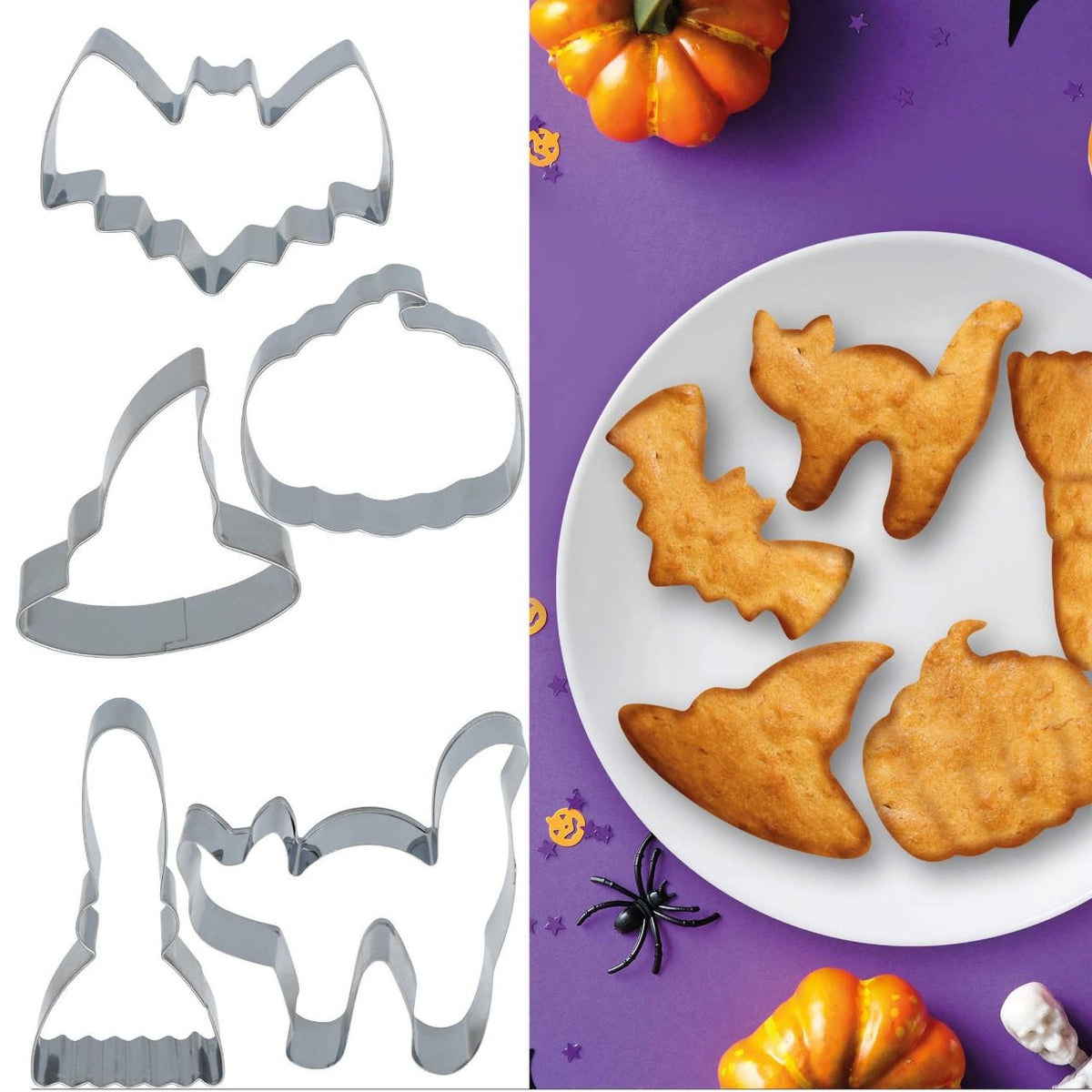 Pack of 5 Metal Halloween Cookie Cutters